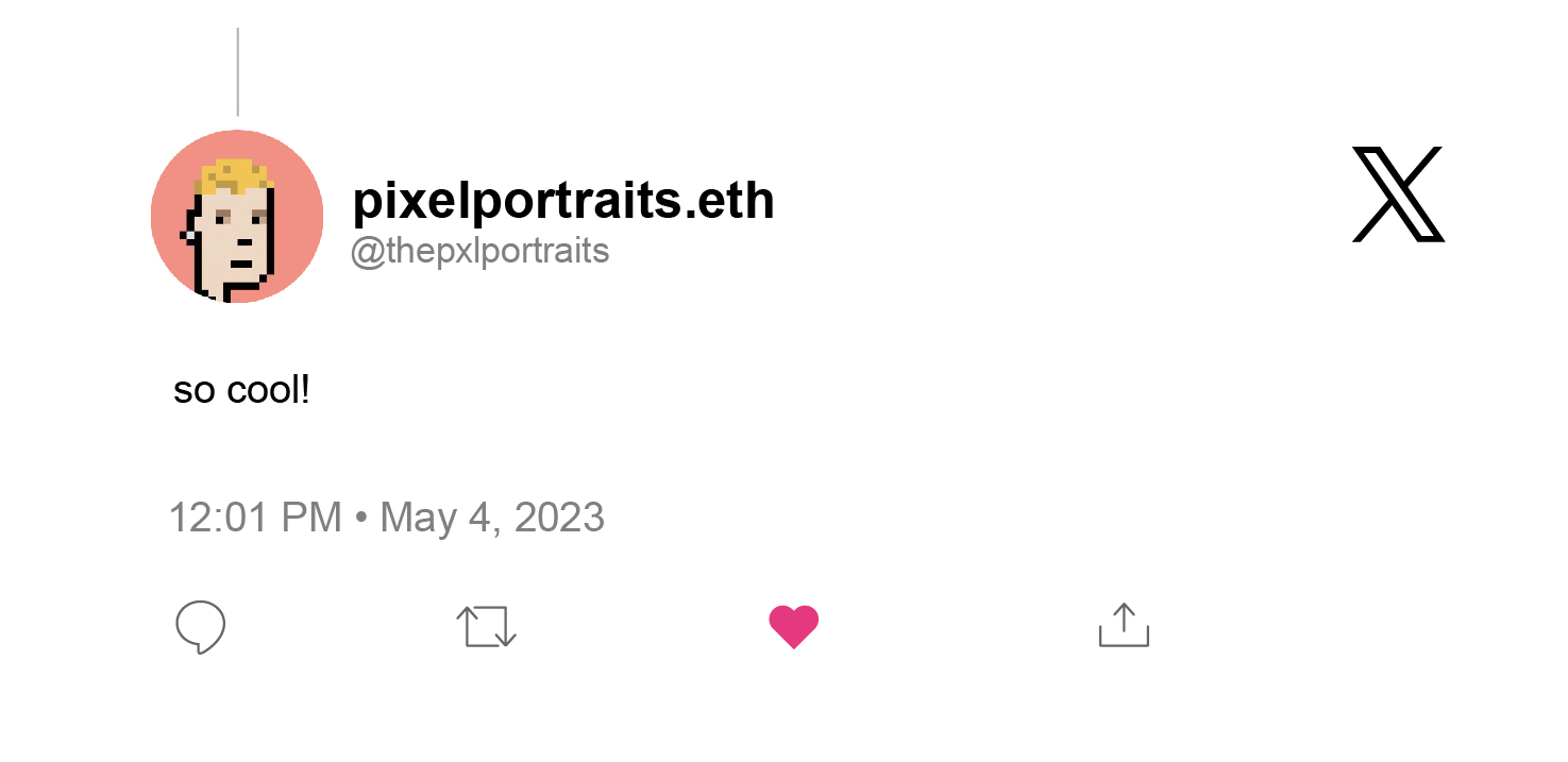 Twitter review from Pixel Portraits NFT project saying Foami creates incredible physical art