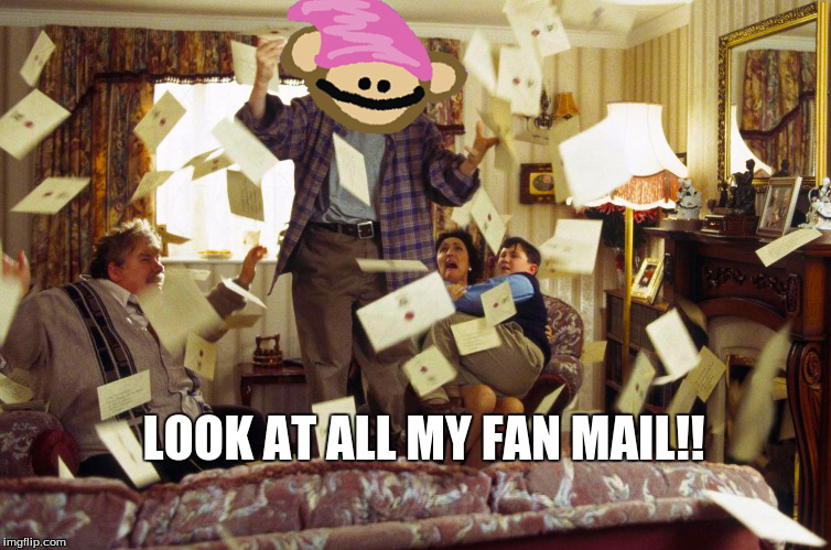 image of web3 artist foami receiving fan mail surrounded by envelopes