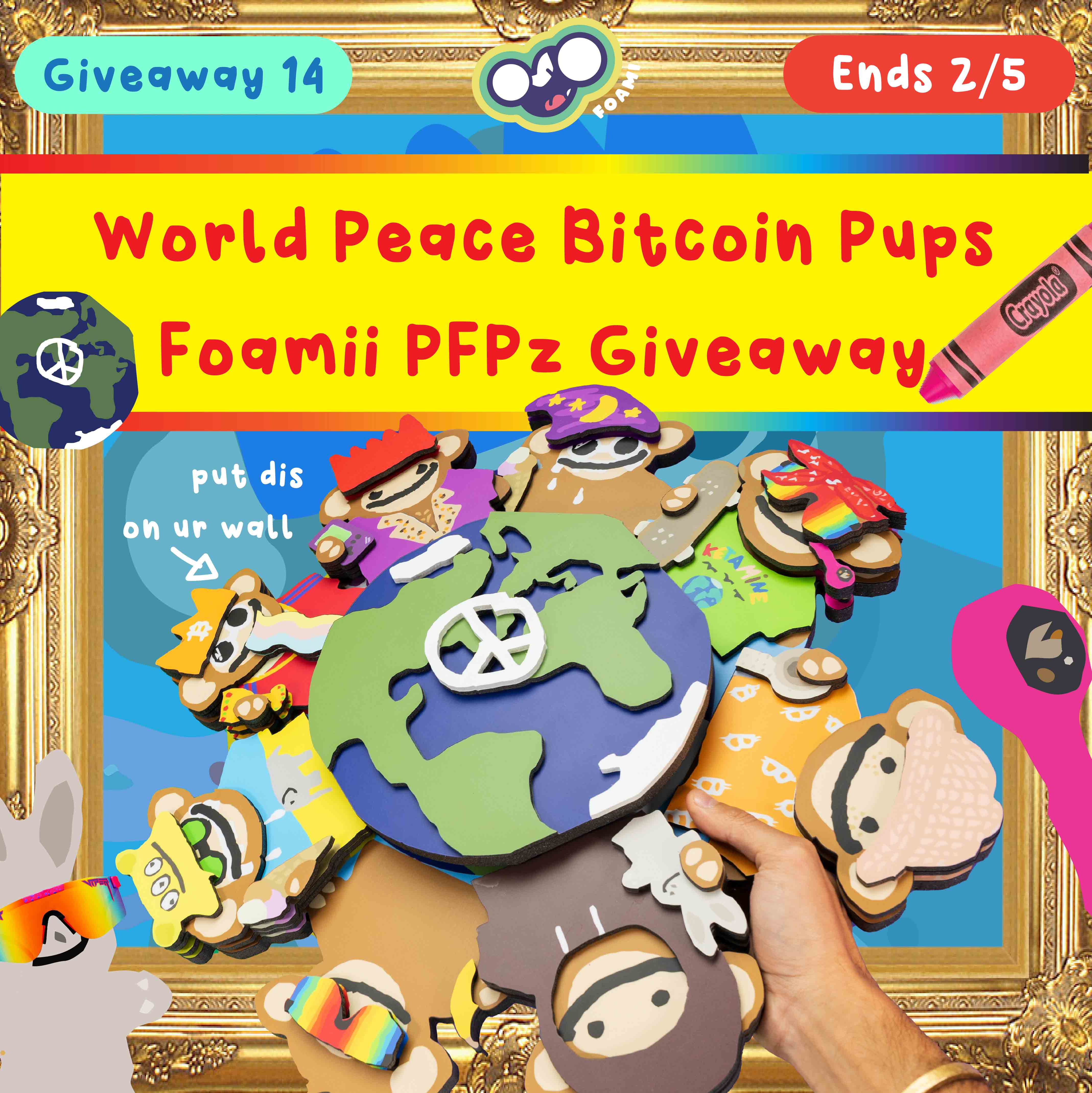 foami twitter giveaway 15 of custom made bitcoin puppets foamii - nft foam physicals for web3
