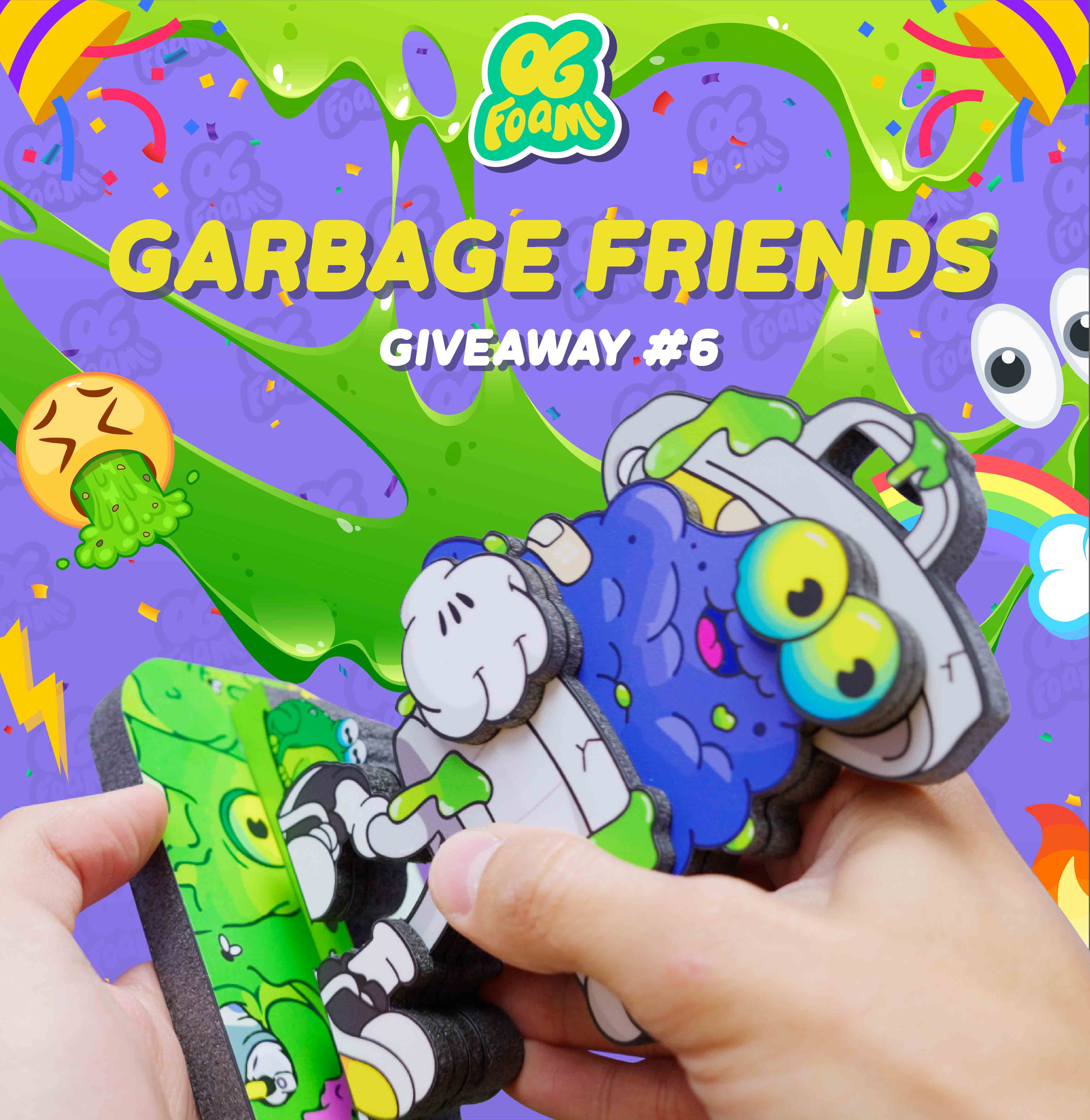 foami twitter giveaway 6 of custom Garbage Friends nft project - custom nft foam physicals for web3