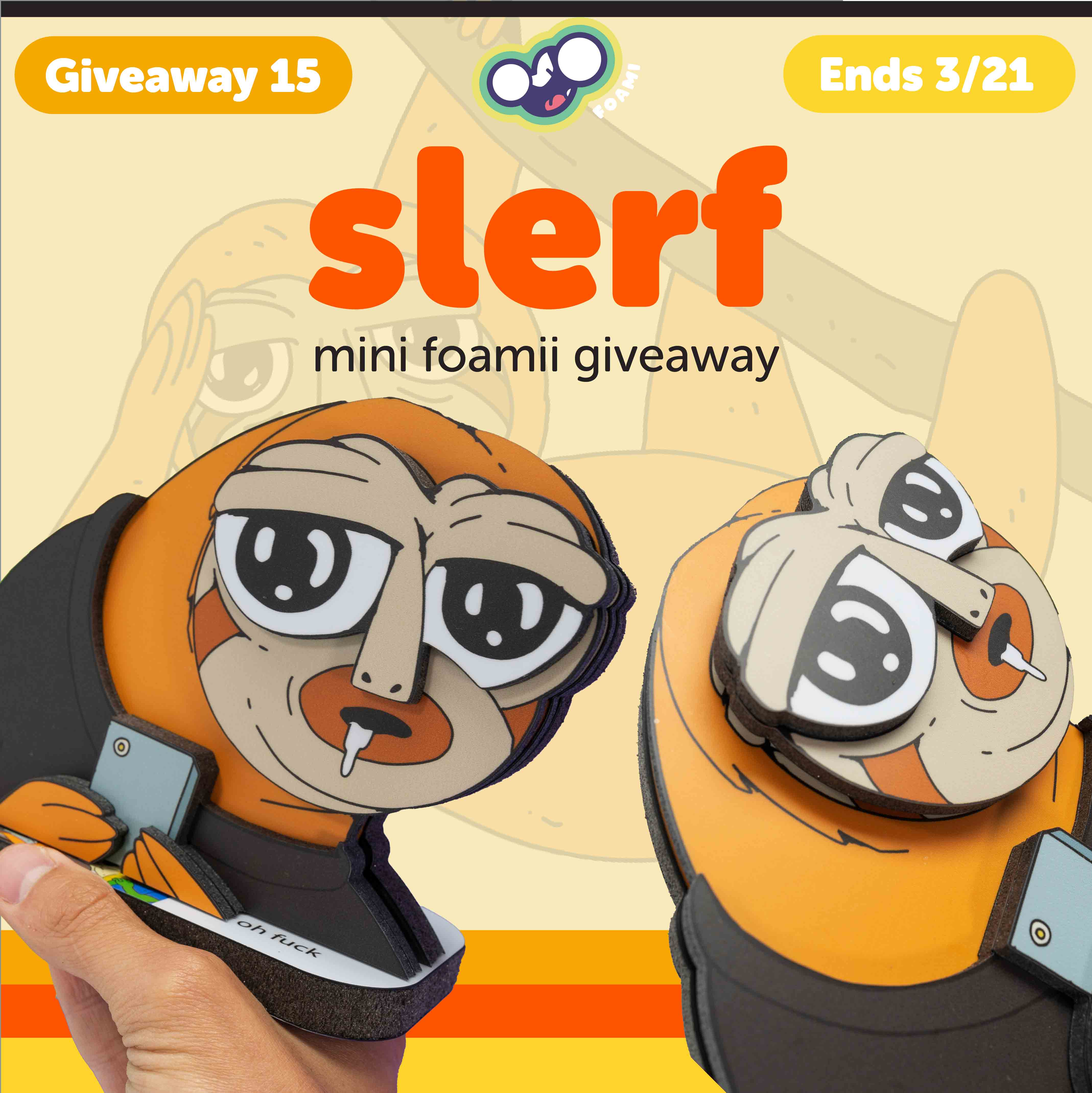 foami twitter giveaway 16 of custom slerf foamii - nft foam physicalfor web3