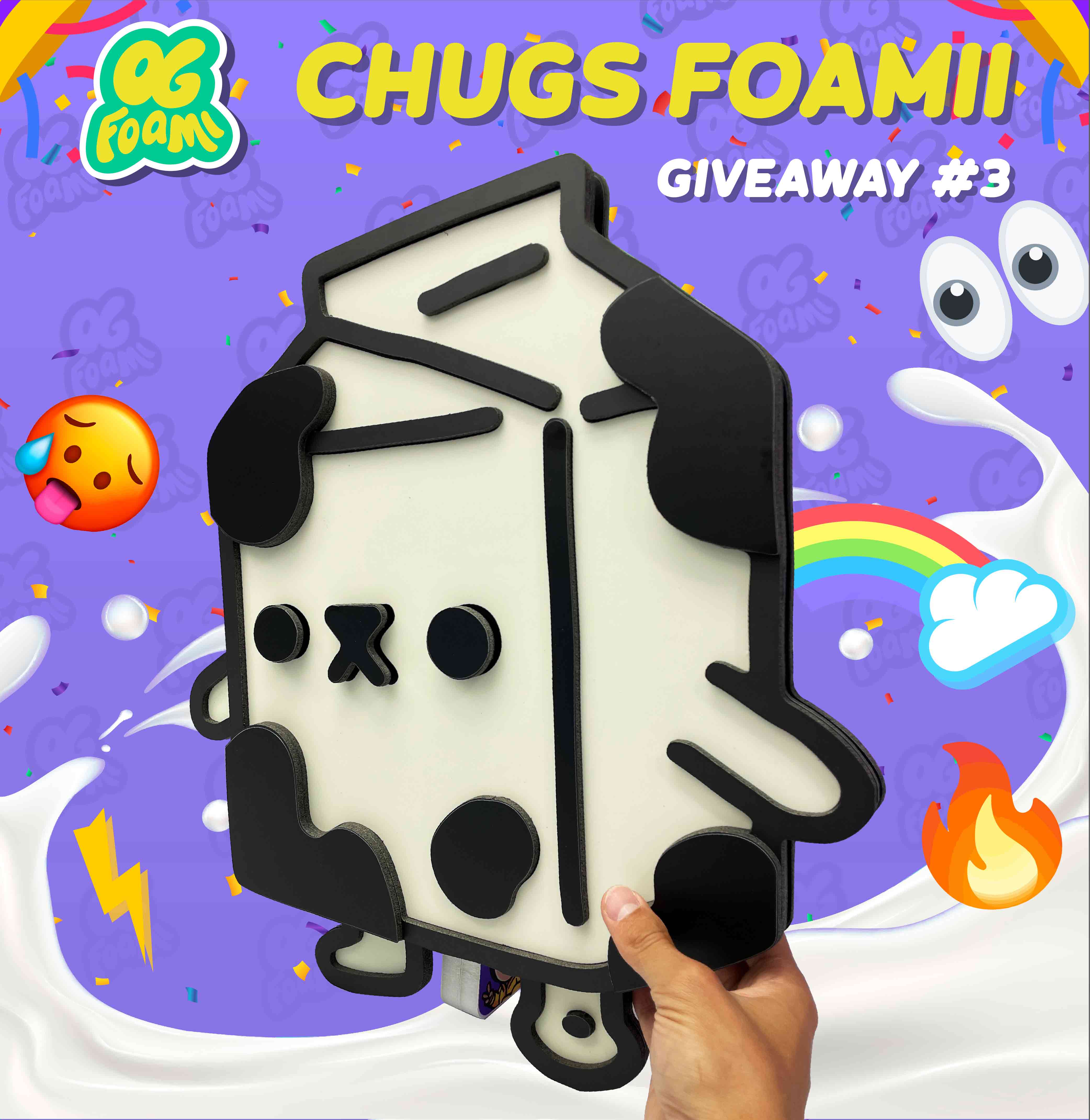 foami twitter giveaway 4 of Cool Cats nft project character Chugs - custom nft foam physicals for web3