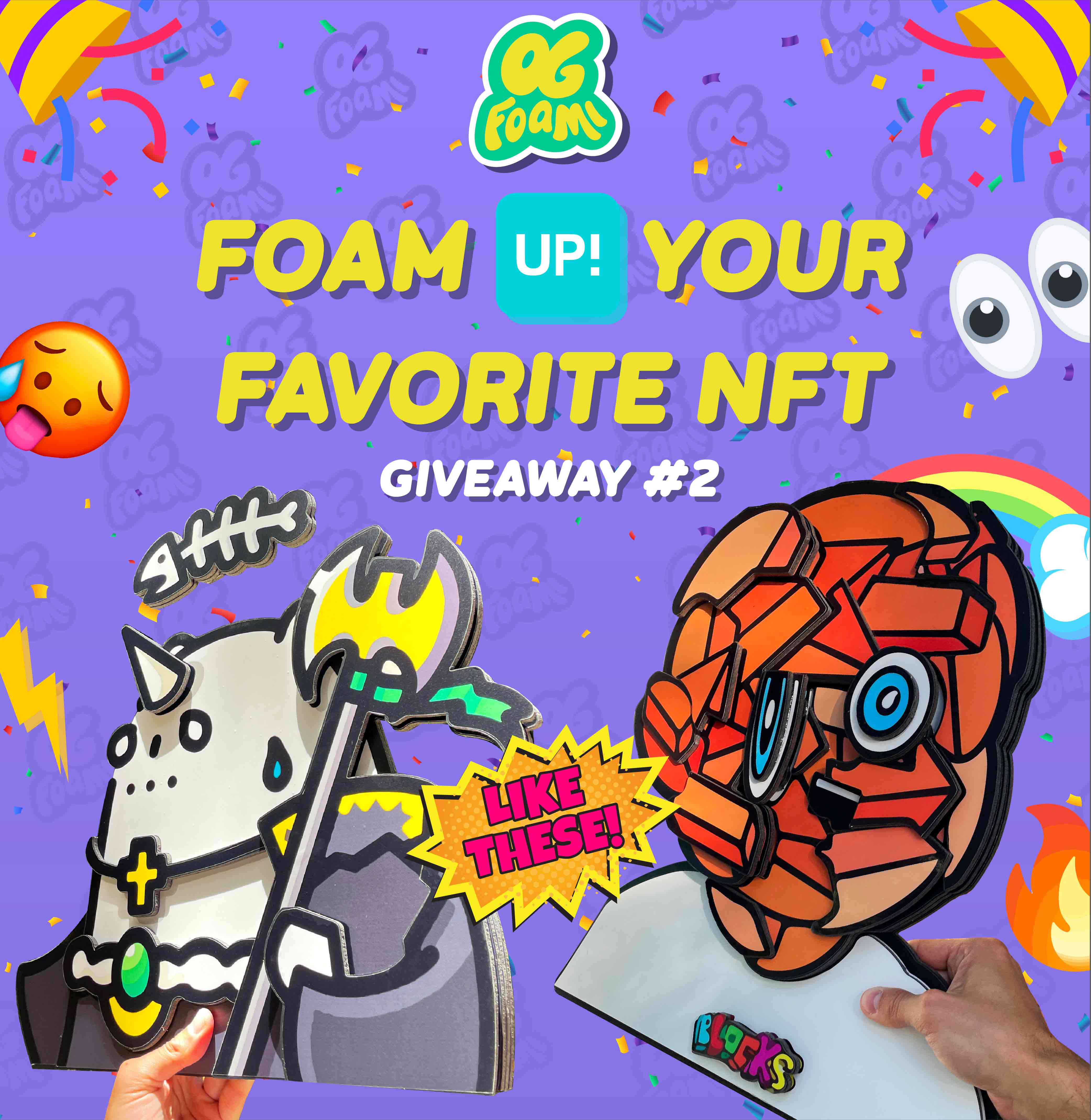 foami twitter giveaway 2 of Harvmcm blocks nft project - custom nft foam physicals for web3